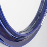 Vintage 1970s blue ceramic wall mirror Italian design