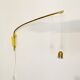 Adjustable Brass and Wicker Arc Sconce