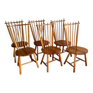 Ensemble de 6 chaises - massif 1960