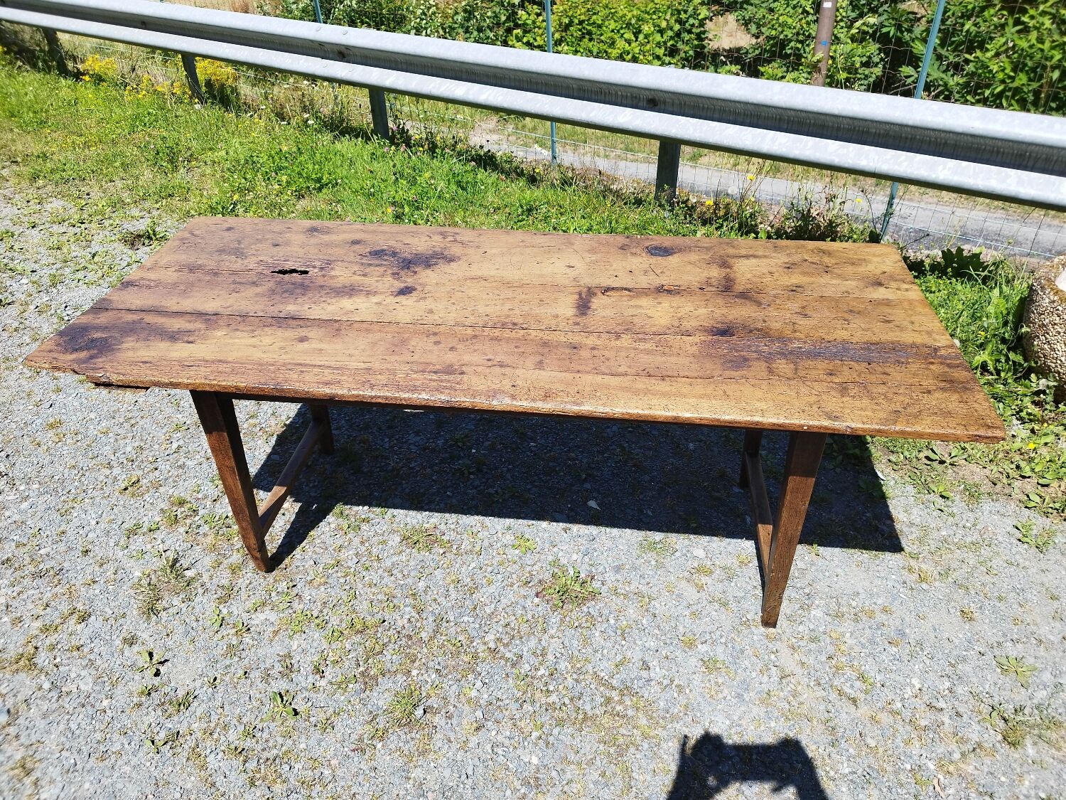 Large rustic farmhouse table bobbin legs