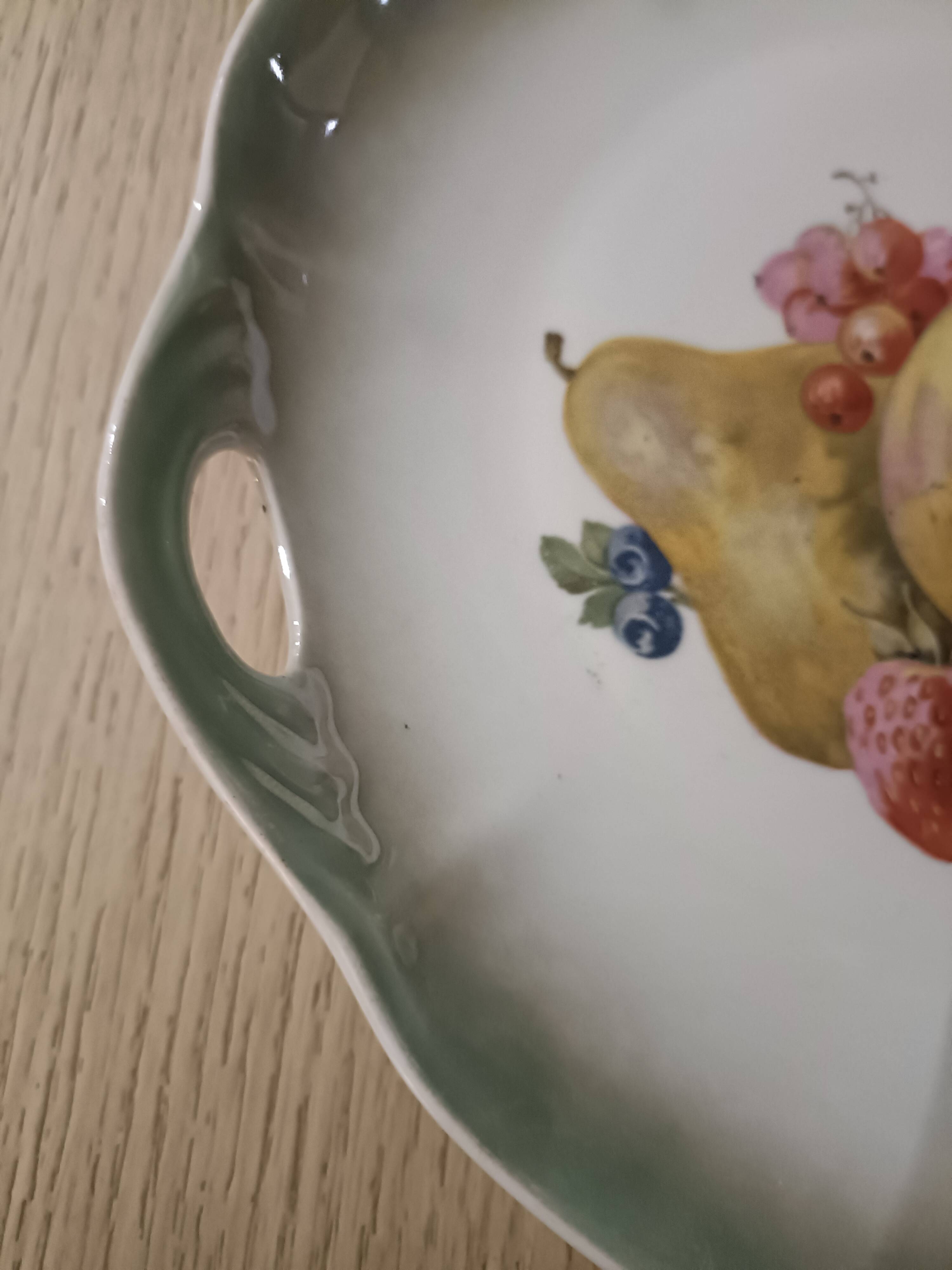 Plat de service porcelaine décor fruits