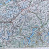 Very large Swiss road map on tole - 126 x 86.5 cm