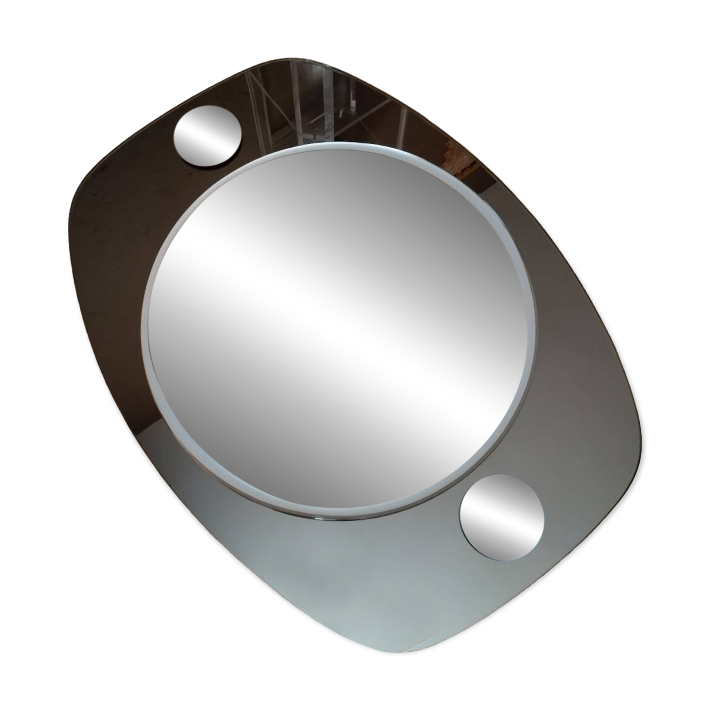 Vintage oval smoked brown mirror