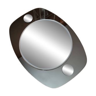 Miroir vintage fumé brun ovale