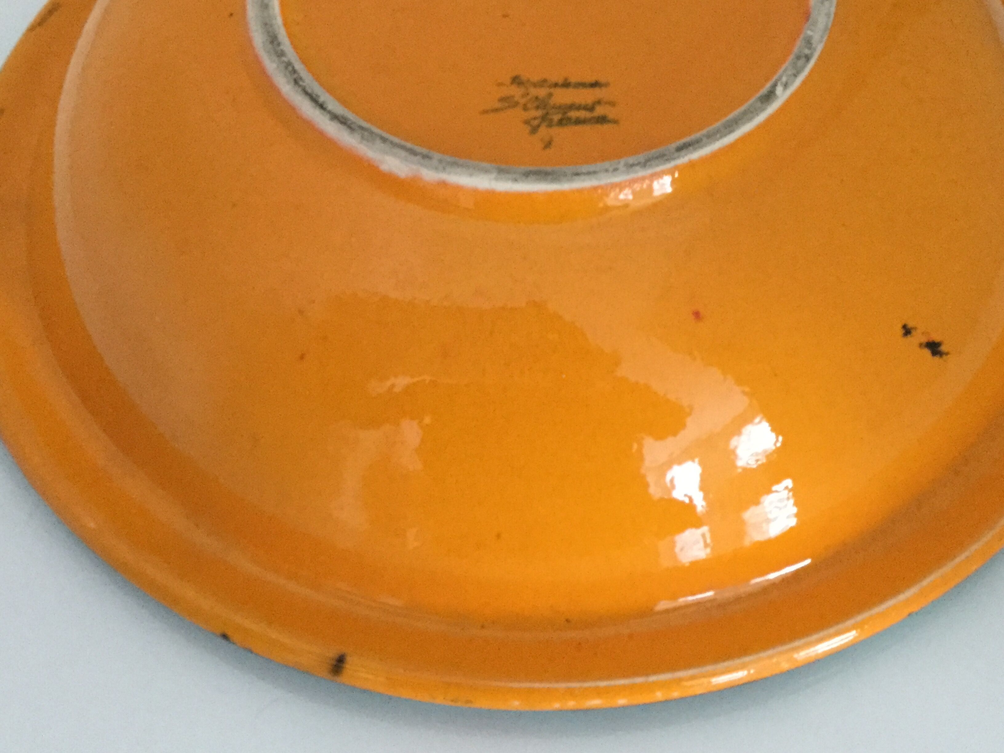 Saladier décor orange et vert Saint Clément