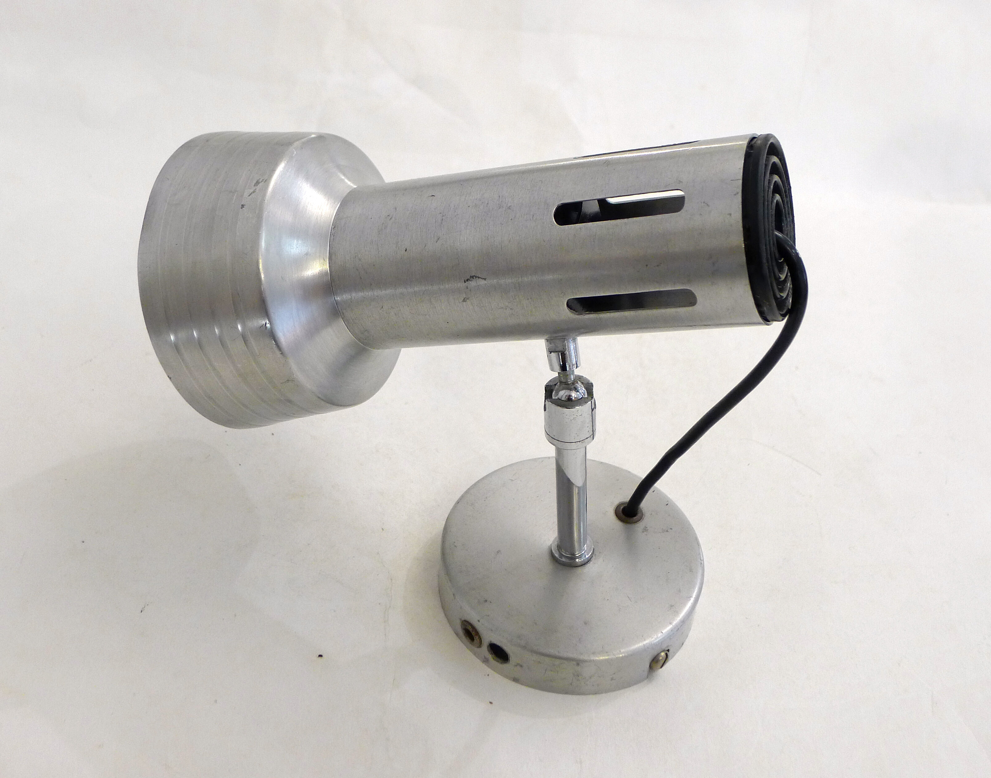 Brushed metal adjustable wall spotlight 1970s