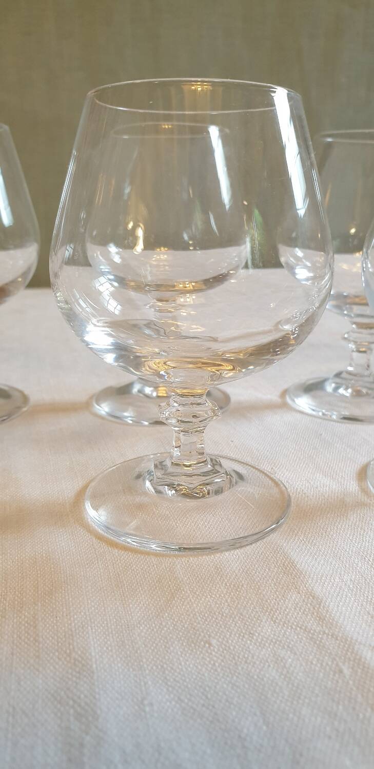 6 crystal cognac glasses