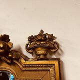 Antique English golden barock mirror mirror with large ornament