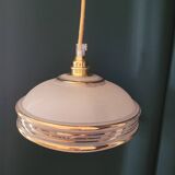 Frosted glass saucer lamp with golden edges