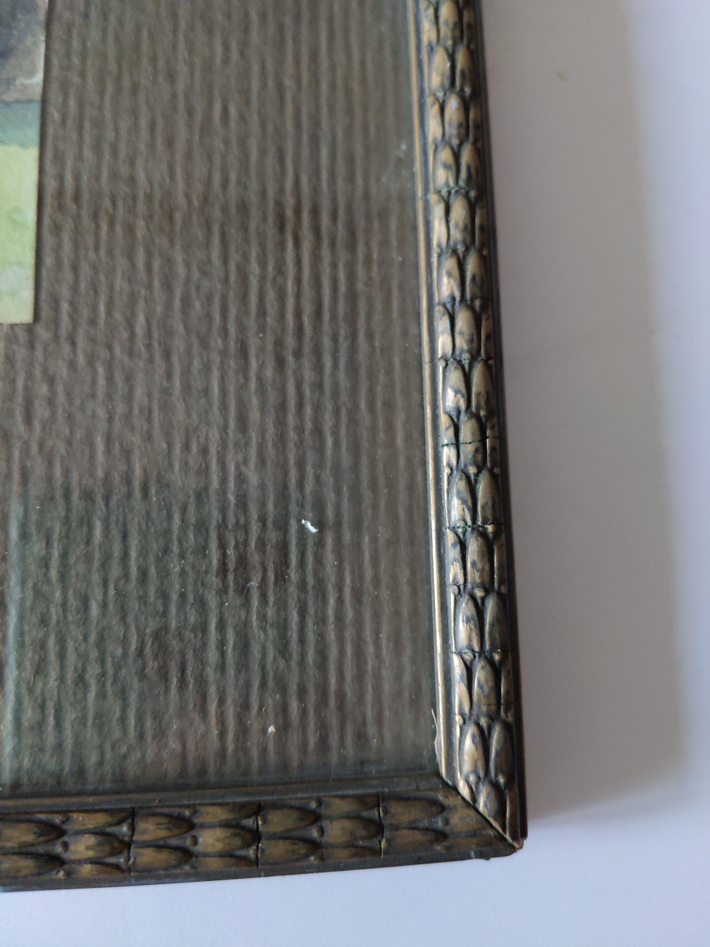 Old painting signed gilded wood frame