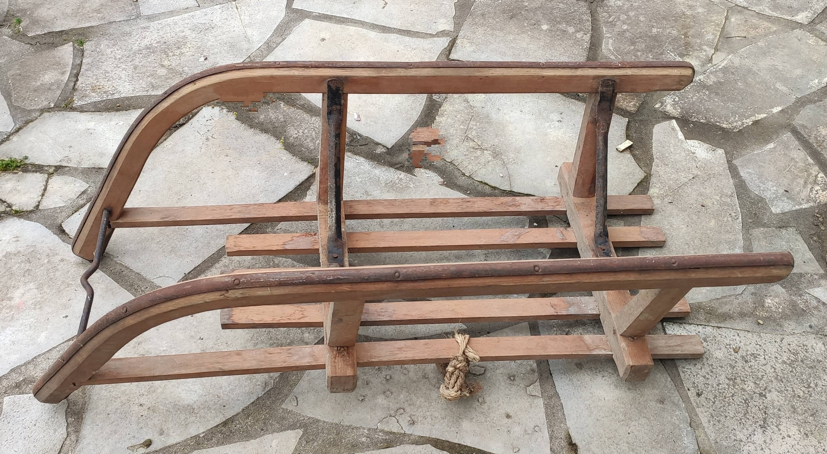 Old vintage wooden sled