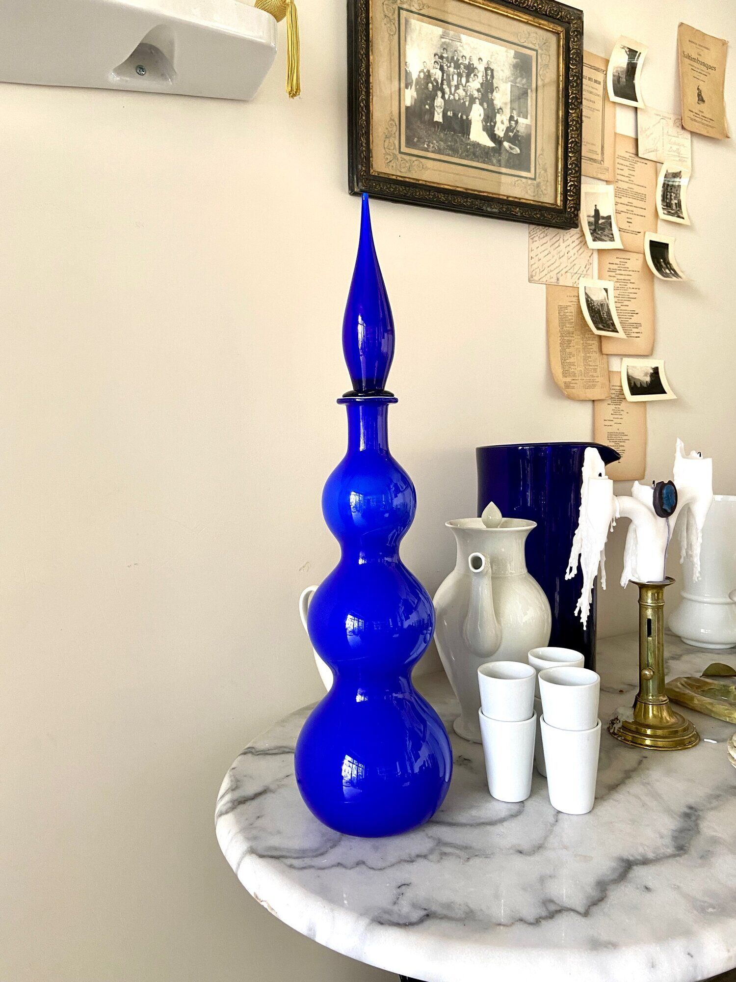 Blue opaline decanter