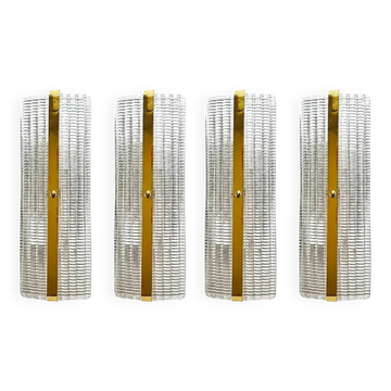 Contemporary Luxury Murano Glass Wall Sconces with Gold Finish — 4 Set