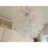 Clear “Selle Seghettate” Murano Glass Candlestick