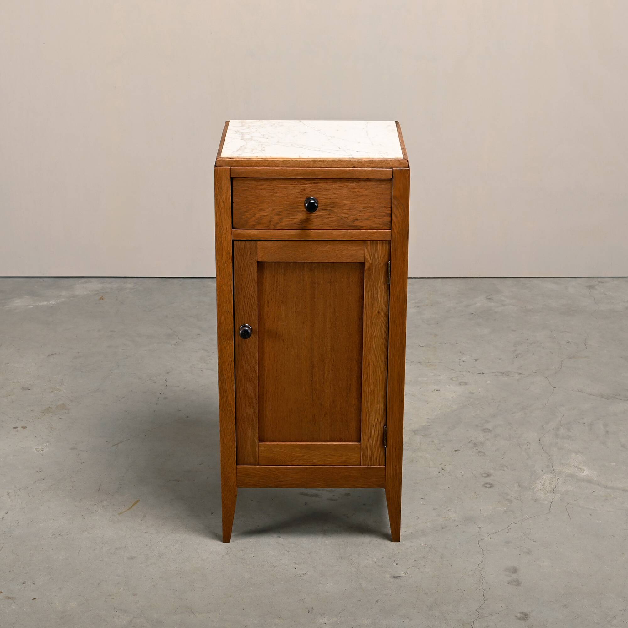 Art Deco Nightstand or Bedside table Oak and Marble, Dutch, 1930s