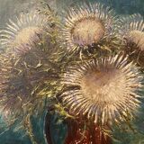 Old painting, still life with thistles signed C.Jung, 1928