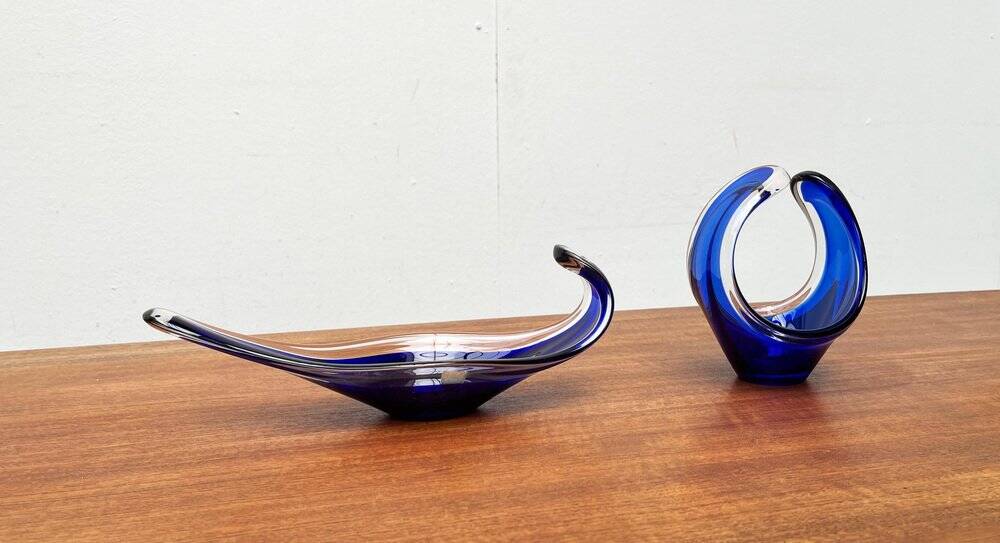 Vintage vase and bowl in art glass from Bayel, France, 1970s, set of 2.