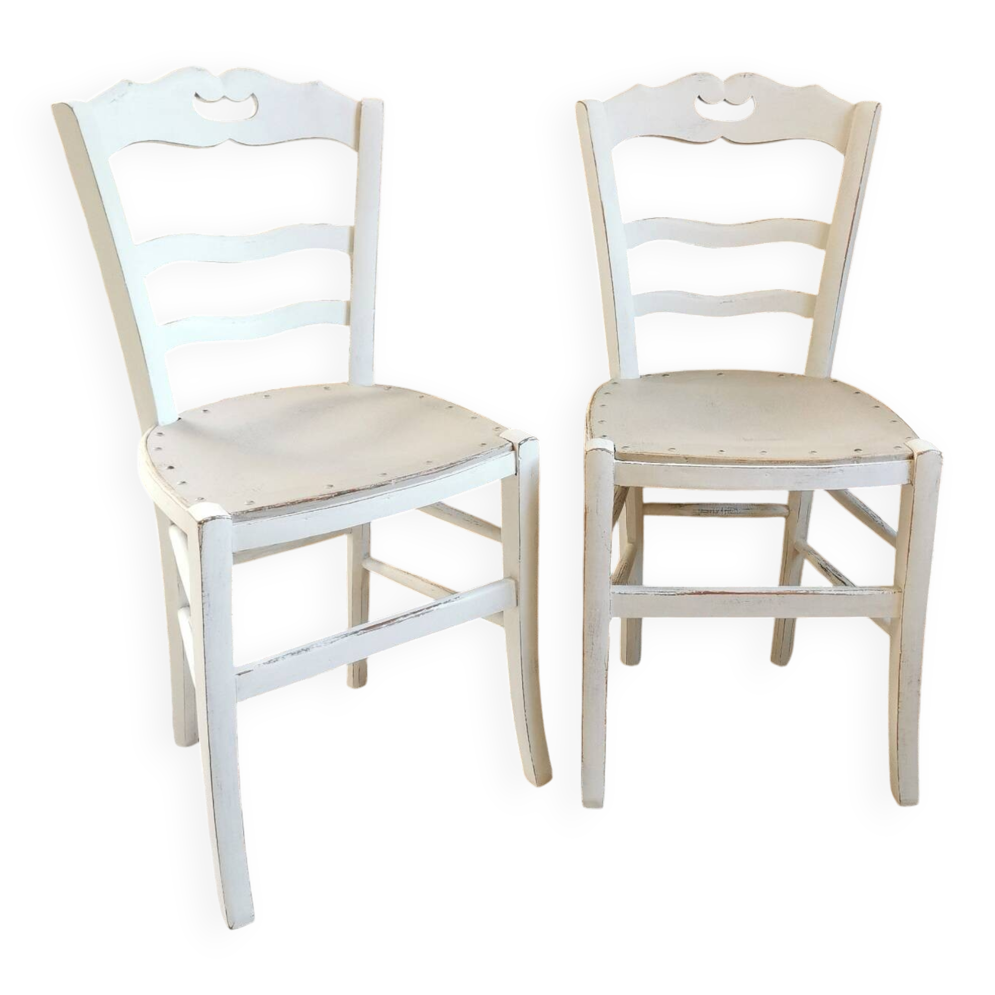 2 Country Chic Bistro Chairs with a Patina Finish