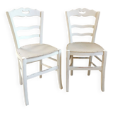 2 Country Chic Bistro Chairs with a Patina Finish
