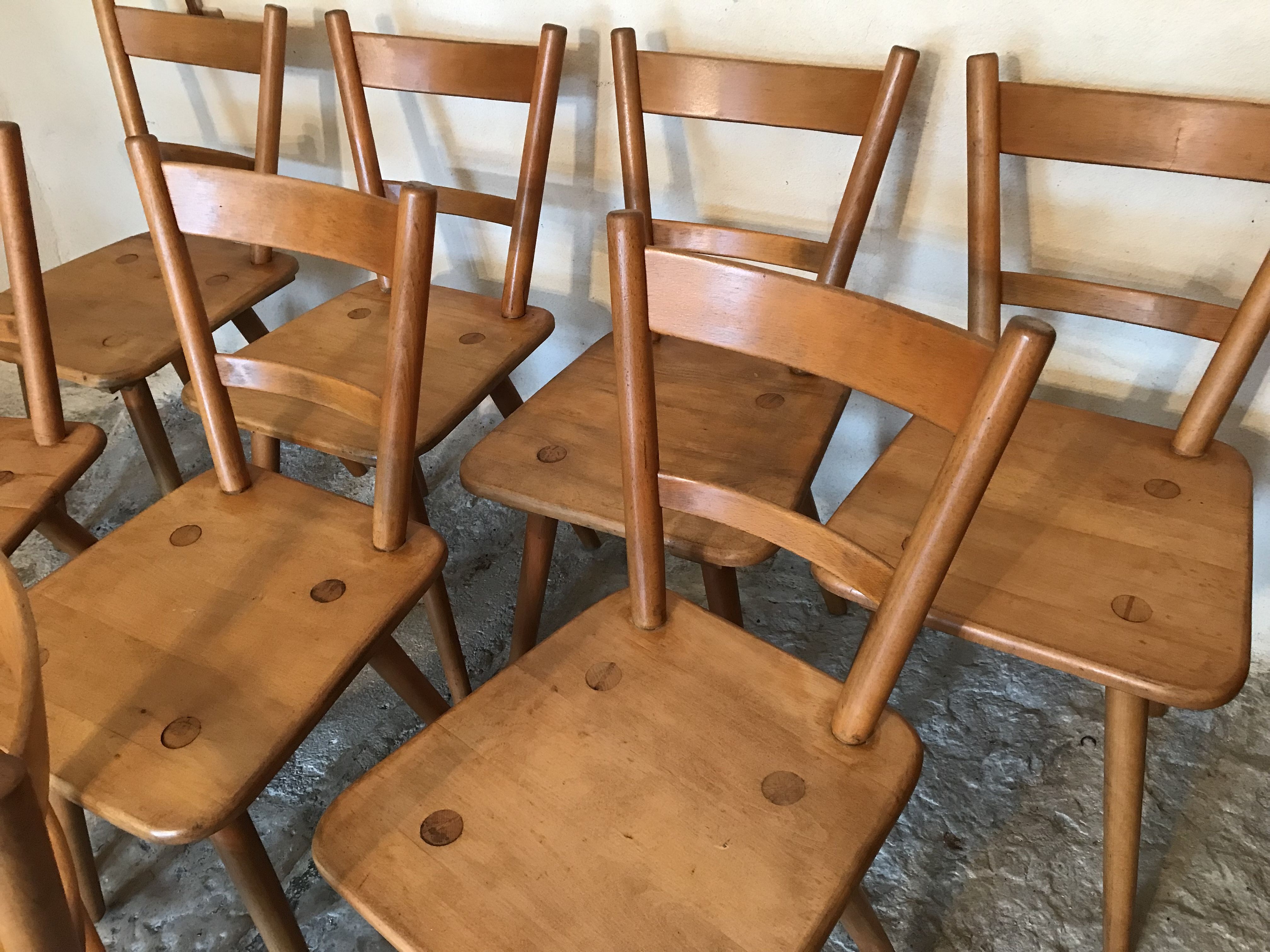 Set of eight vintage chairs by Adolf Schneck late 1940