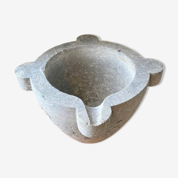 Mortar, bluish gray stone plant pot