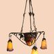 Three tulip-shaped lights + glass paste basin signed Muller Lunéville.