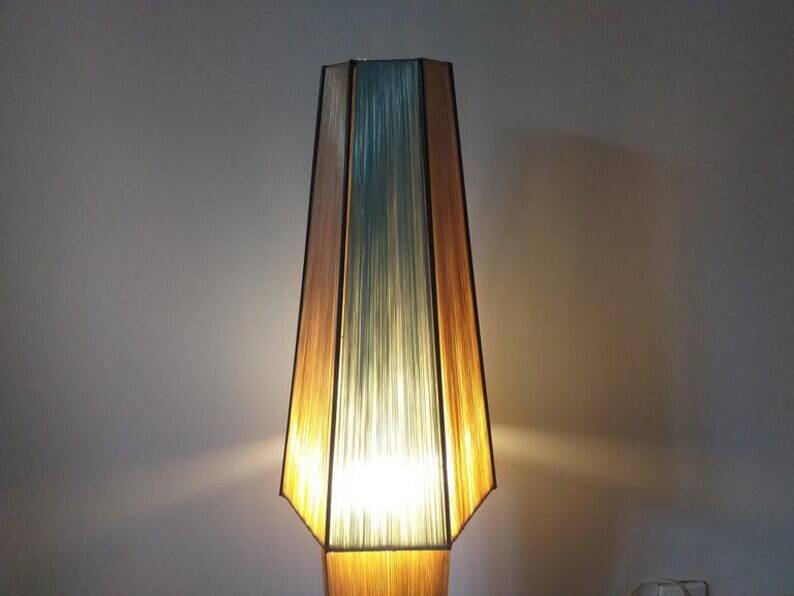 Rare Midcentury Rocket Floor Lamp, Metal and Straw, German Design