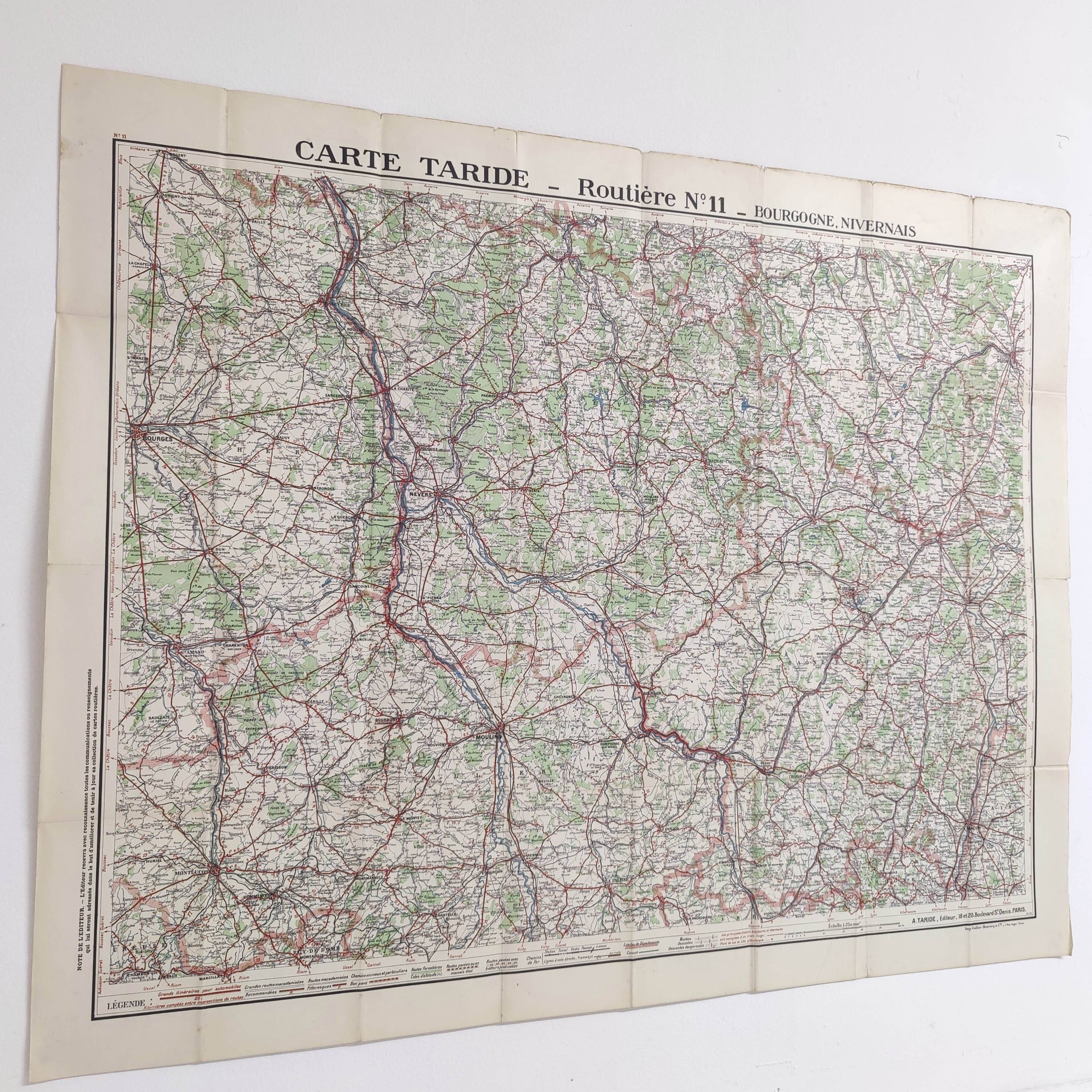 Old map of Burgundy, Taride edition 1920