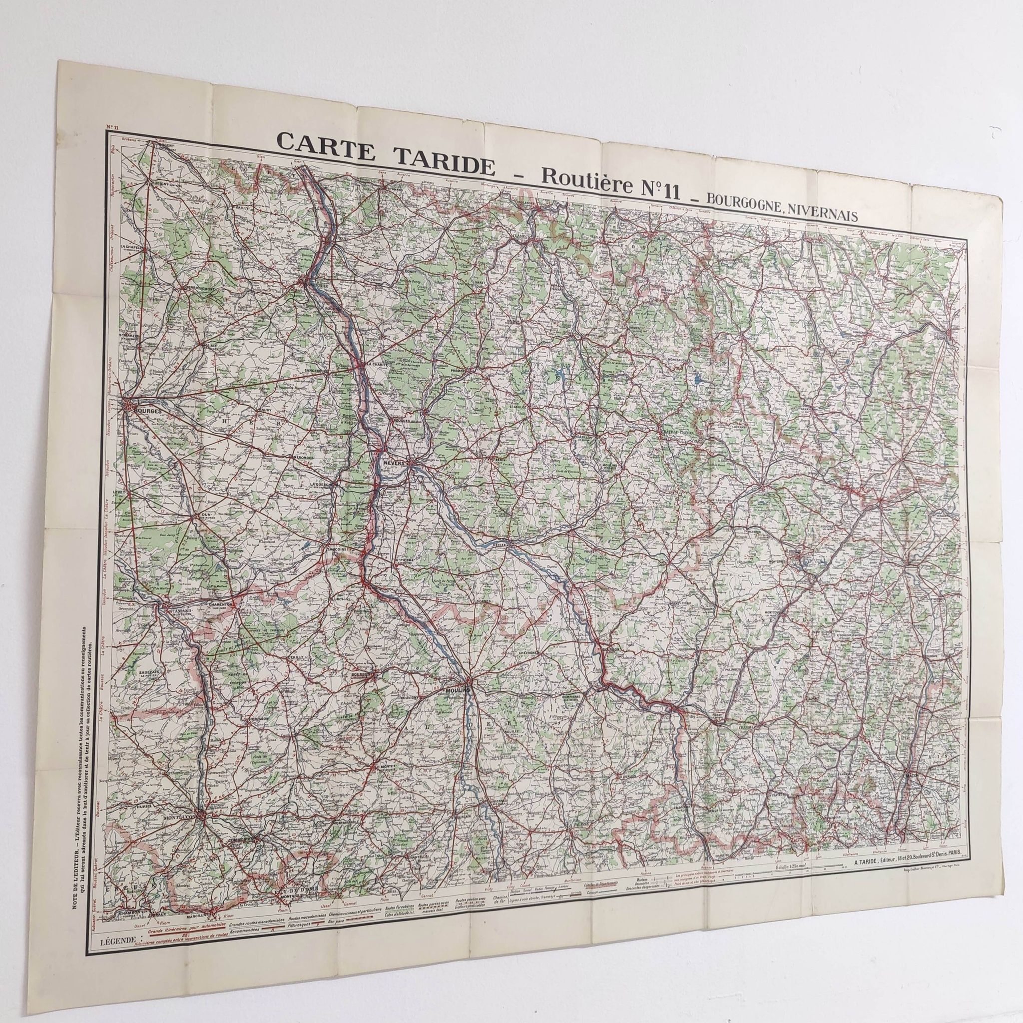 Carte ancienne Bourgogne édition Taride 1920