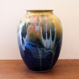 Vase en grès émaillé à coulure