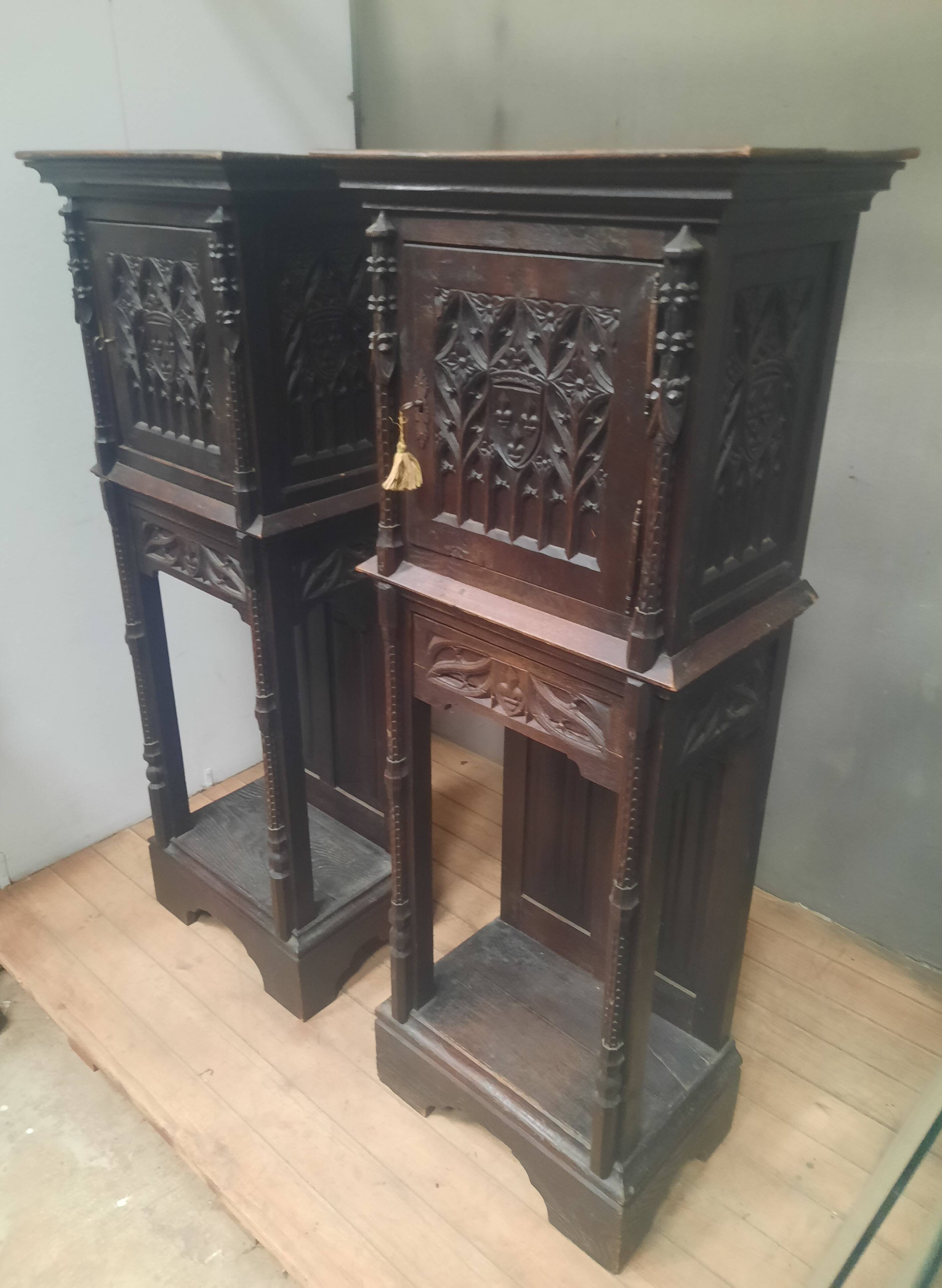 Pair of Gothic credenzas