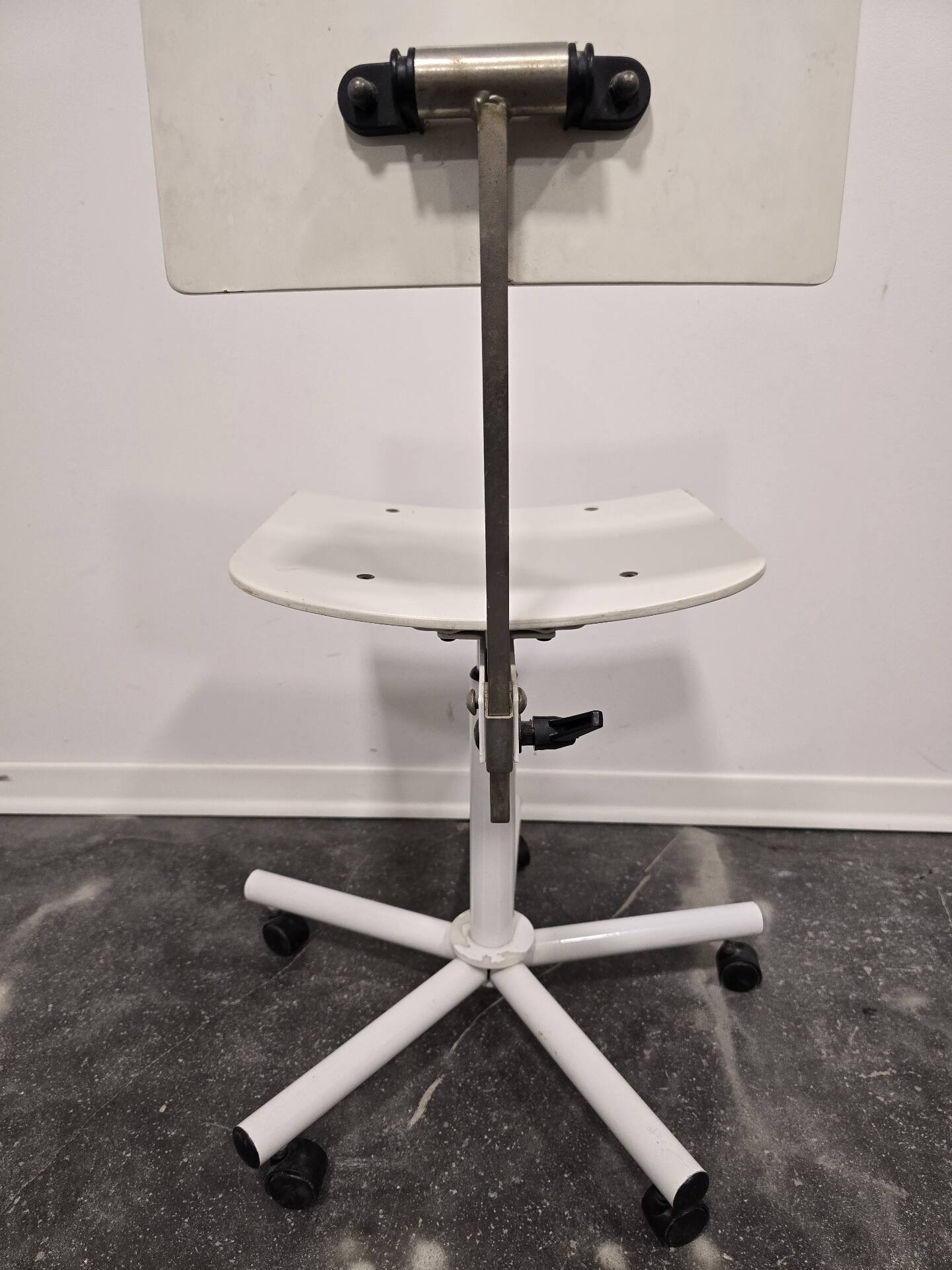1980s Vintage Industrial Swivel Chair with Adjustable Backrest and Cas