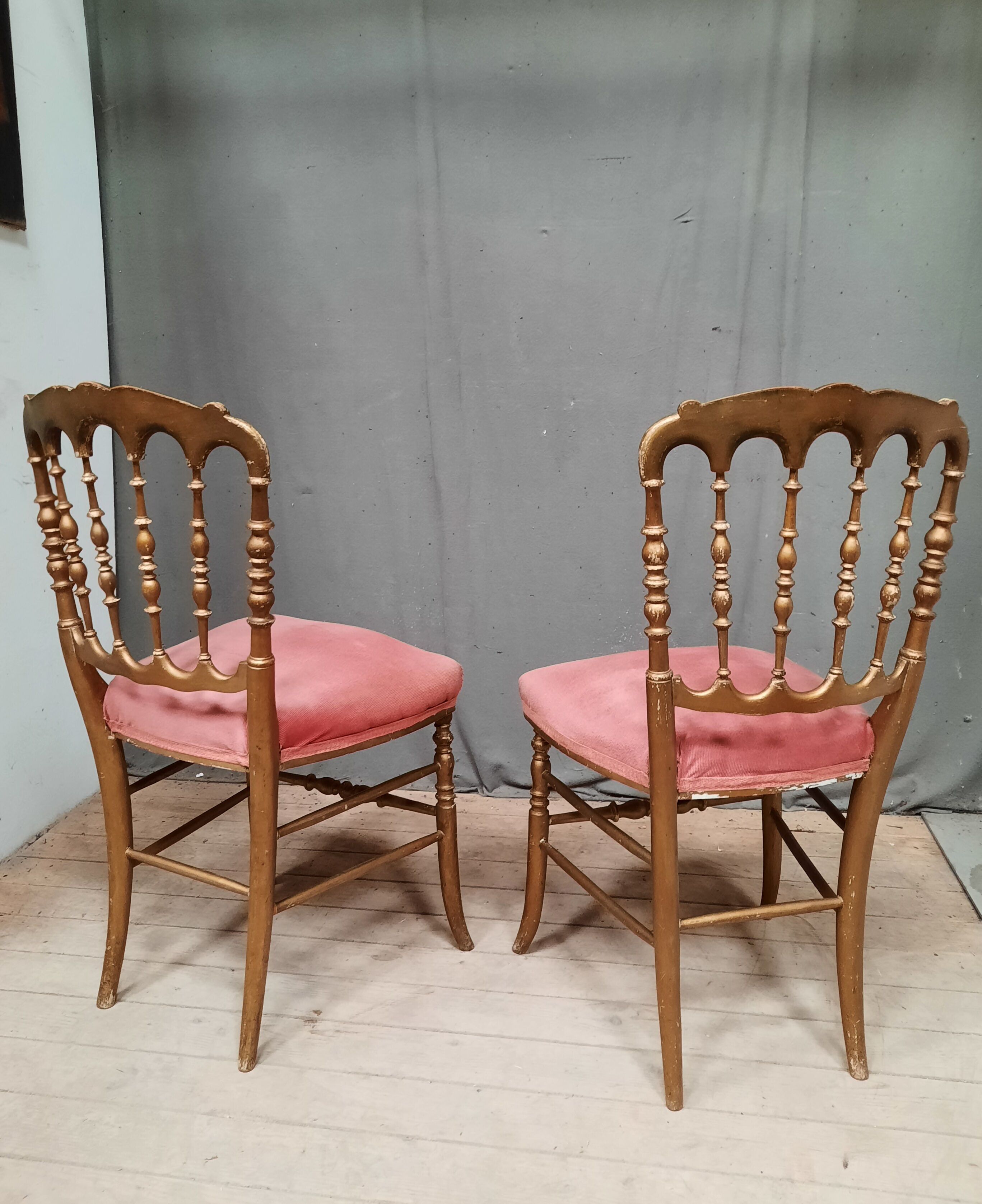 Pair of golden chairs Napoleon III