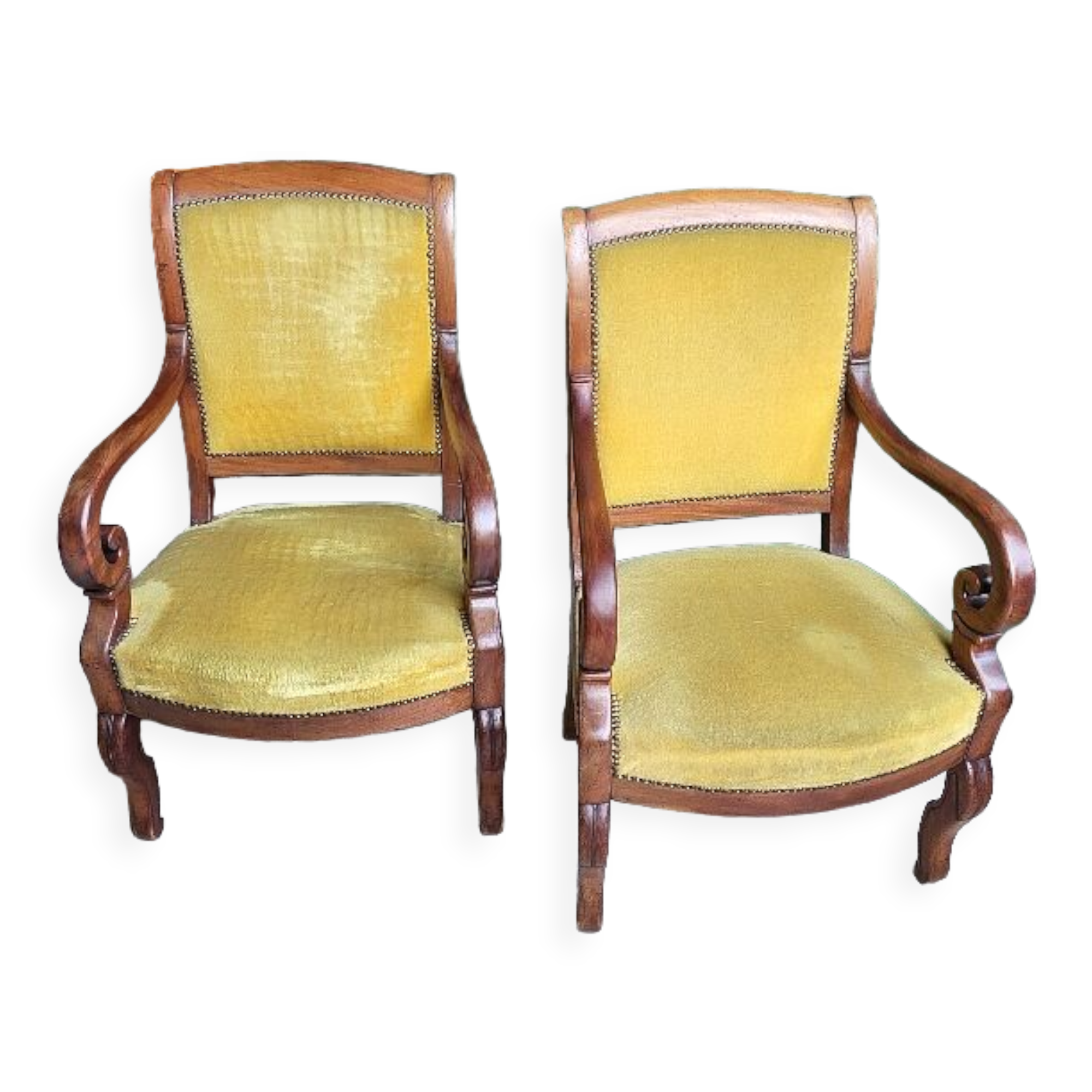 Pair of armchairs with mahogany restoration of the XlX th century