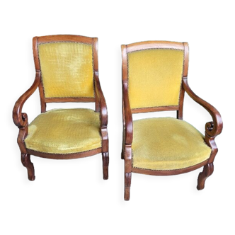 Pair of armchairs with mahogany restoration of the XlX th century