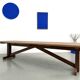 Large refectory table in solid pine and beech, with an X-shaped base.