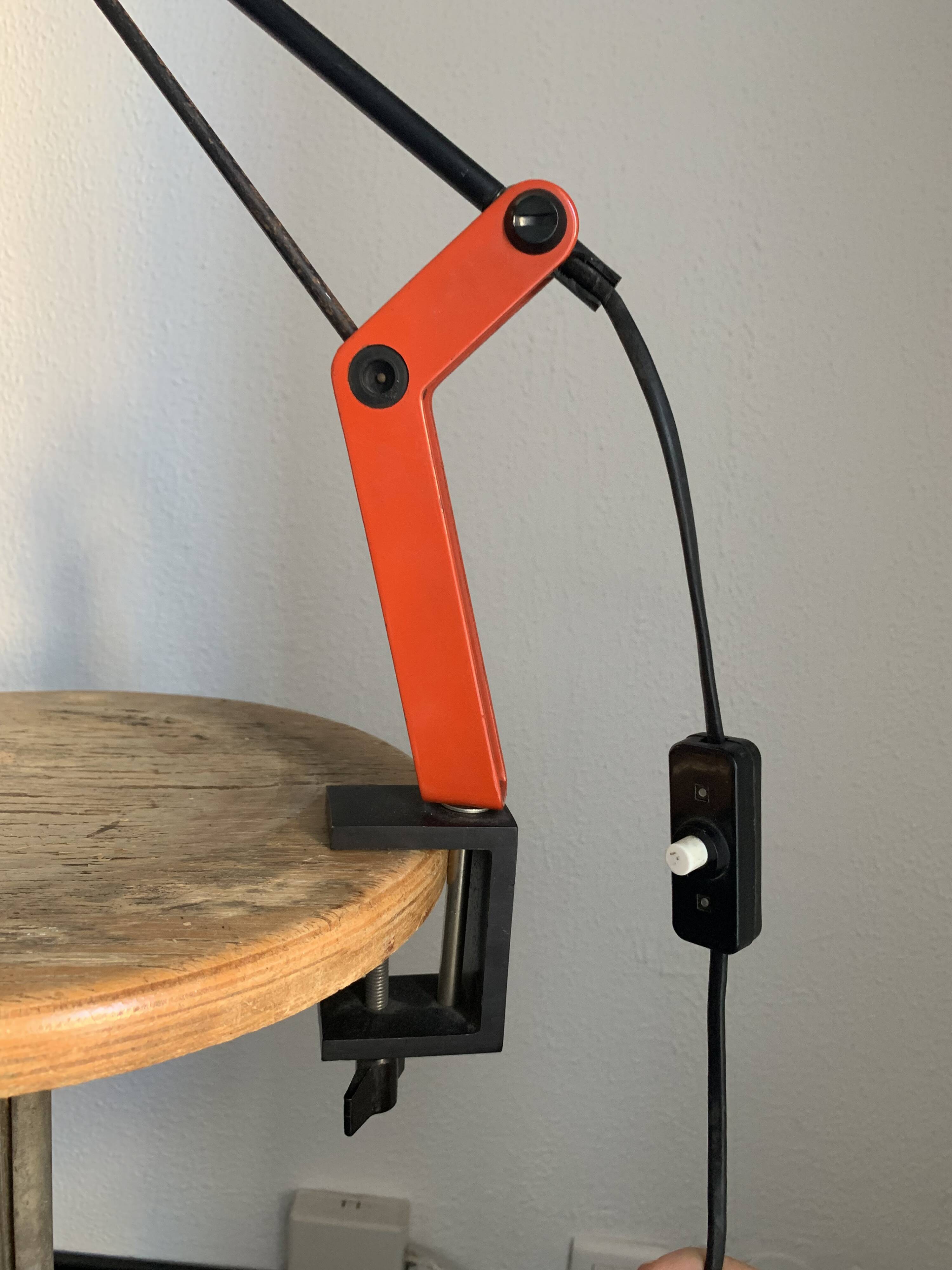 Vintage 1970s architect's desk lamp, East German (GDR - GDR), red - 50 cm