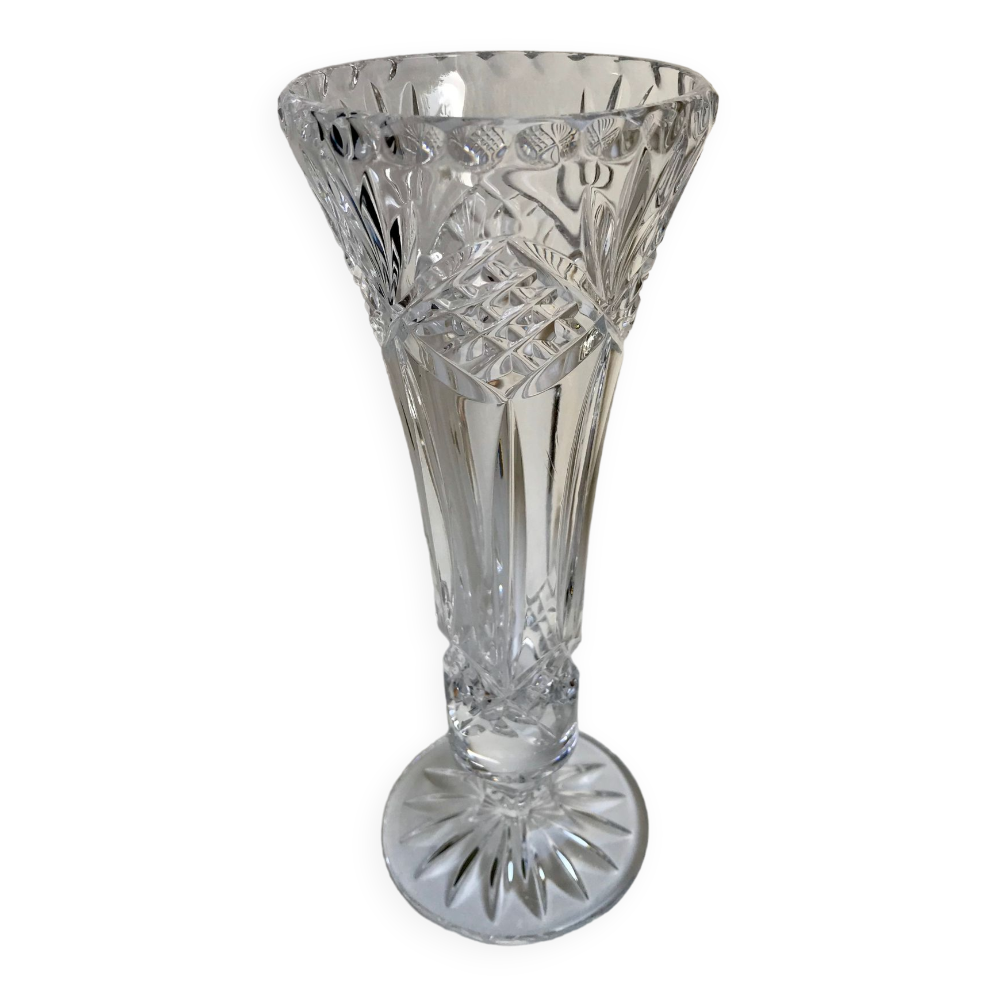 vase on feet in molded crystal glass from the 50s