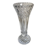 vase sur pieds en verre cristal moulé années 50