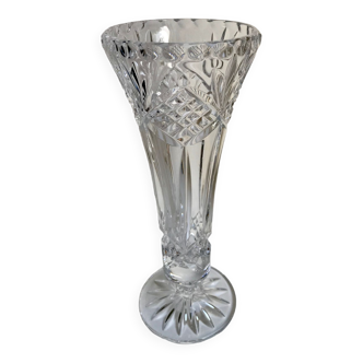 vase sur pieds en verre cristal moulé années 50