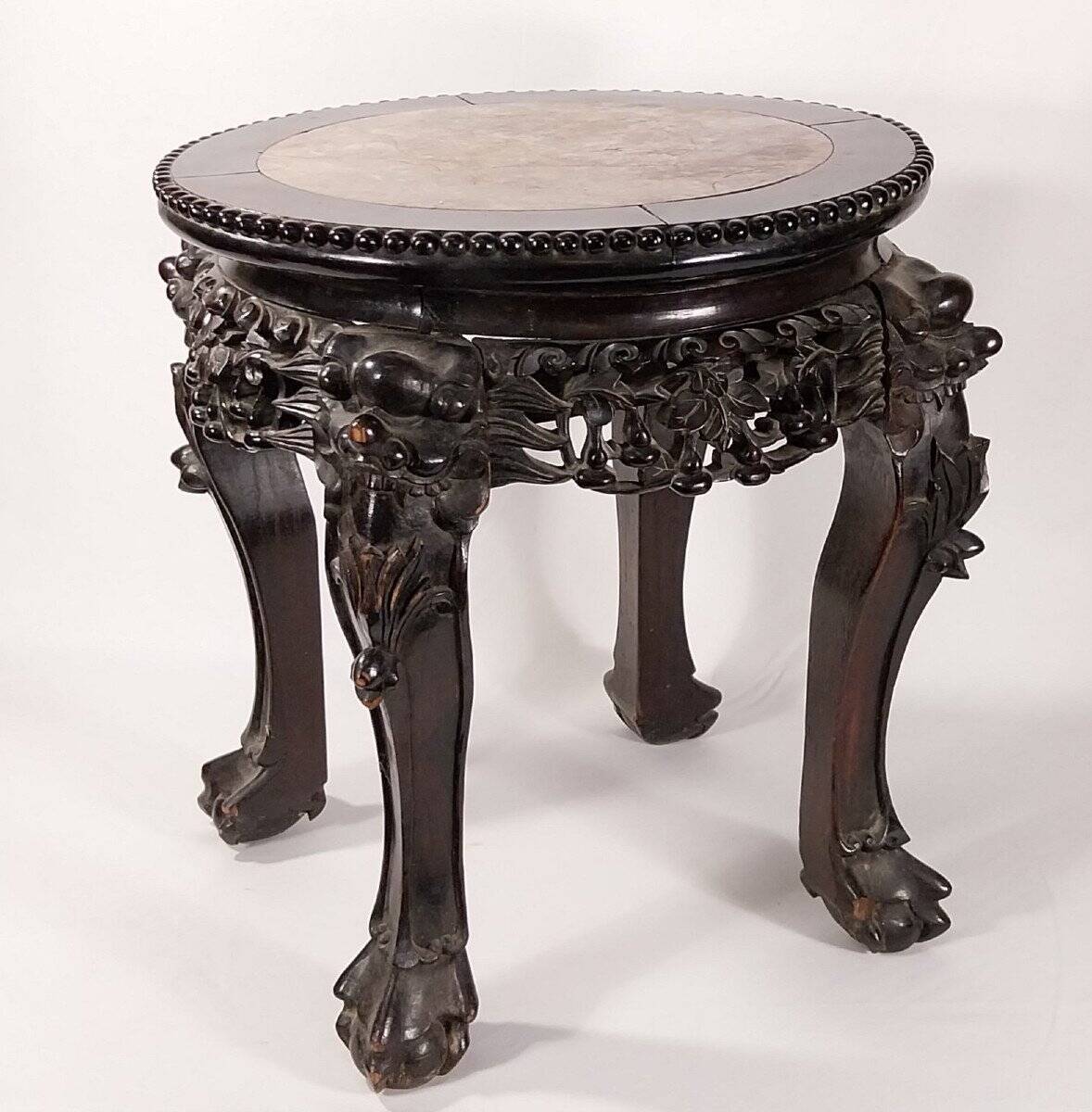 China, 19th century ironwood and marble pedestal coffee table