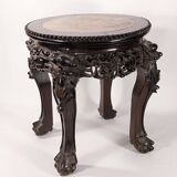 China, 19th century ironwood and marble pedestal coffee table