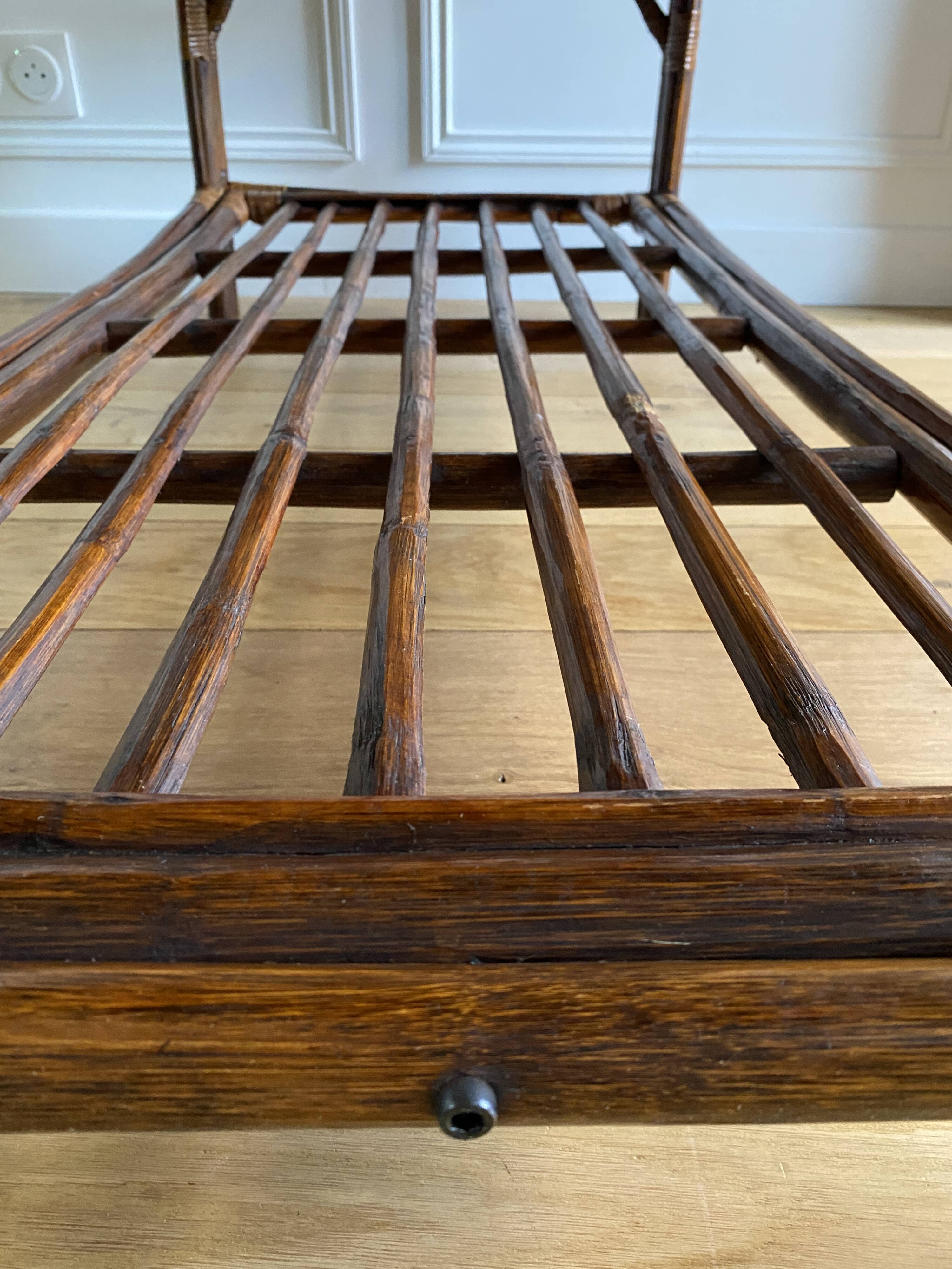Vintage brown bamboo living room coffee table