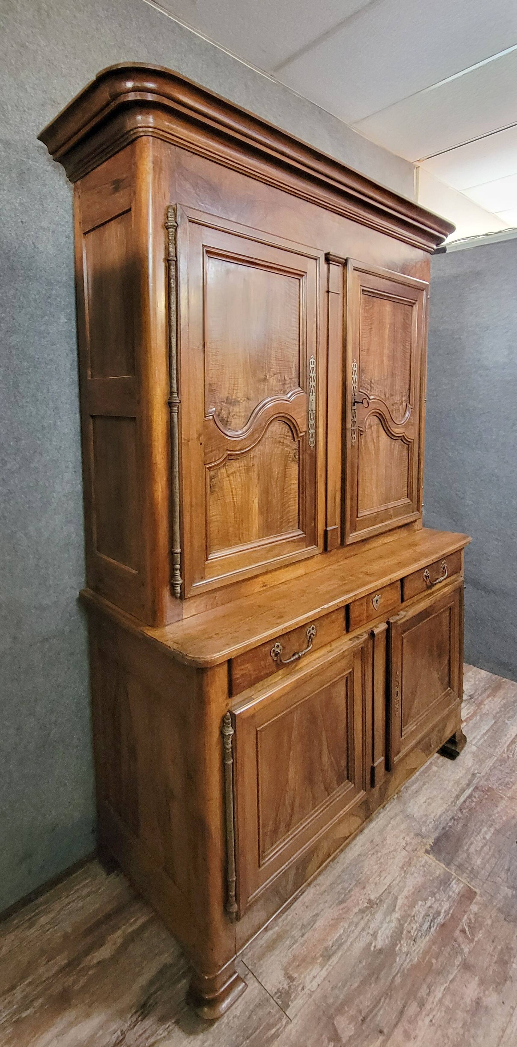 Louis XV period two-part walnut buffet