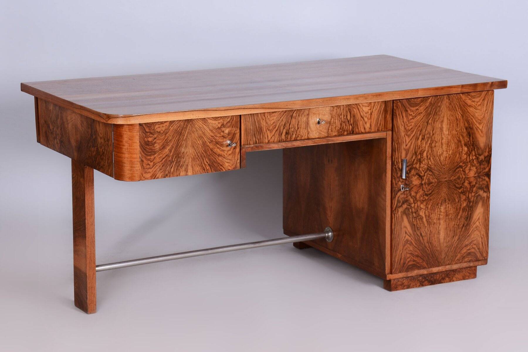 Art Deco Walnut Writing Desk from Up Závody, Czech, 1930s