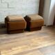 Ottomans Mid-Century Modern en marron et beige, années 1950, ensemble de 2