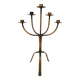 Large Mid-Century Brutalist 5-Arm Gilt Iron Candelabra 55cm