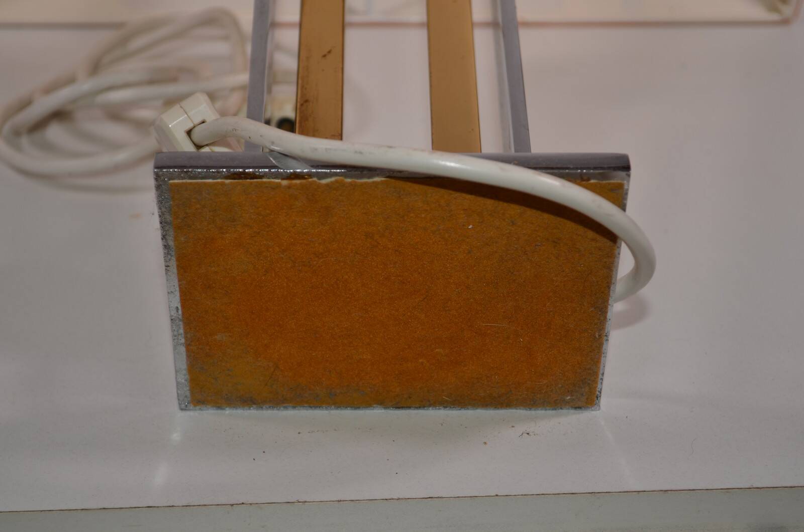 France 1970s - Vintage lamp with a chrome base and shade featuring Asian decor.