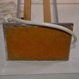 France 1970s - Vintage lamp with a chrome base and shade featuring Asian decor.