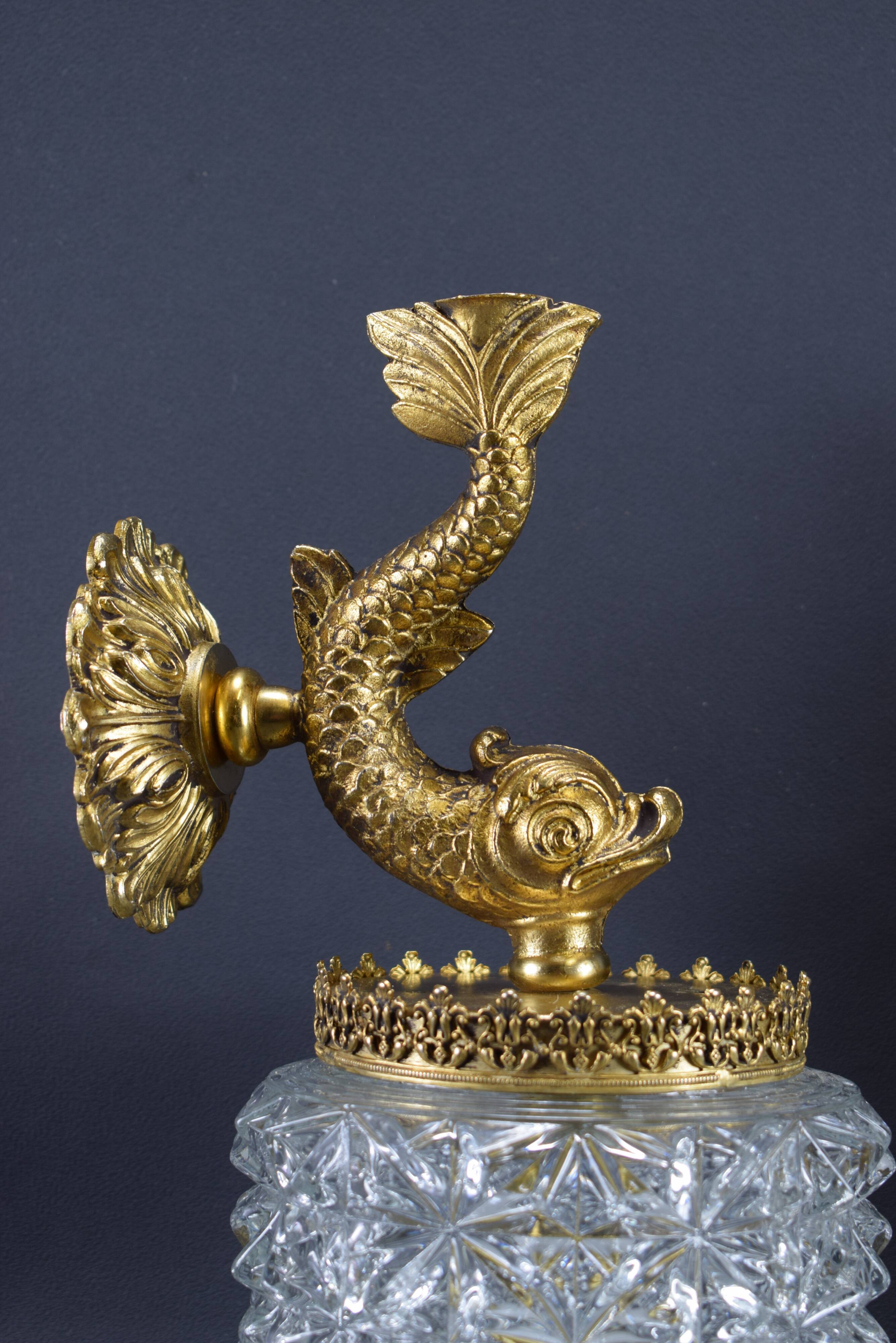 Pair of wall lamps Vintage Dauphin Brass Bathroom